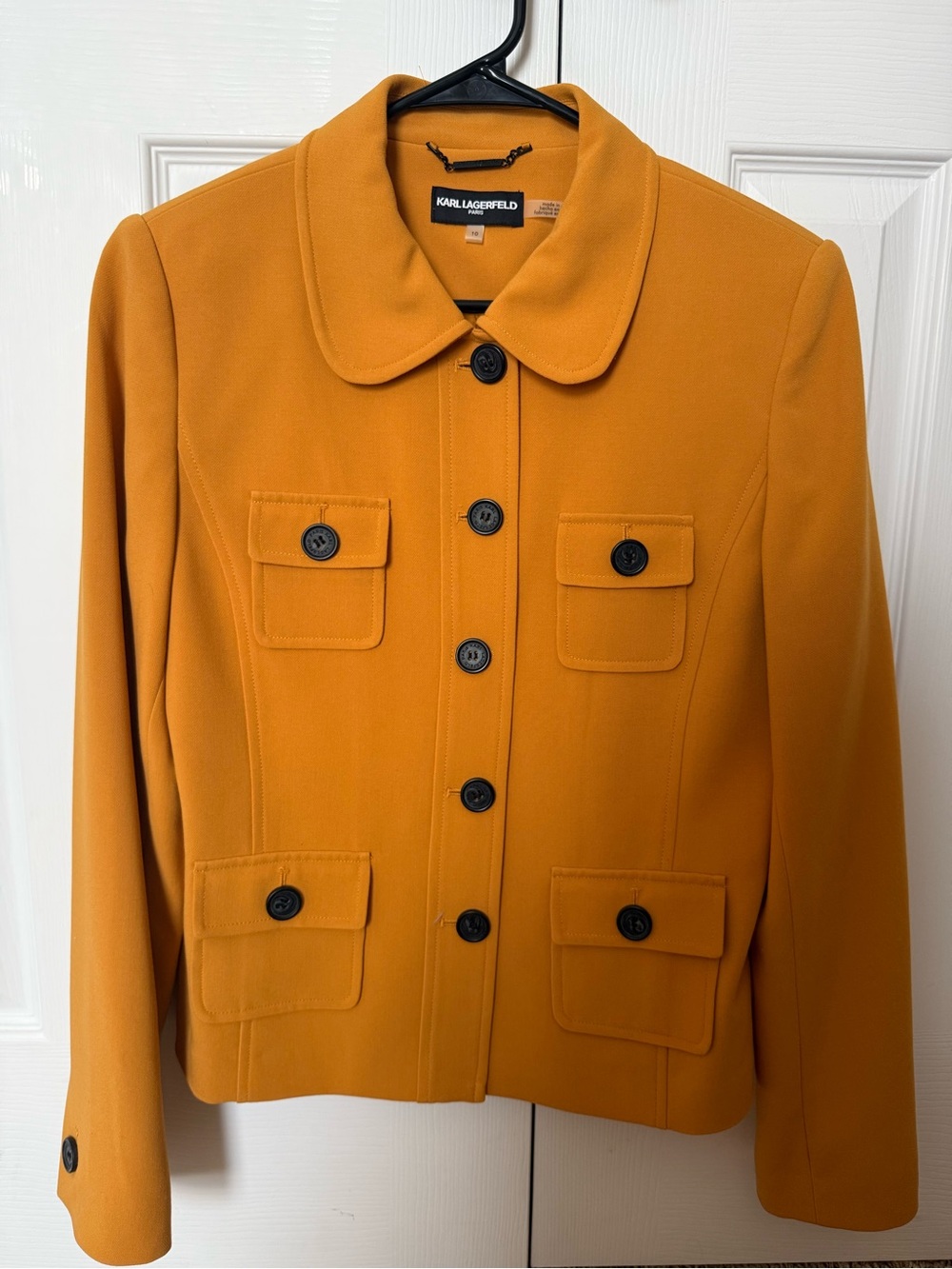 Karl Lagerfeld Women's Mustard Yellow Button-Front Blazer Jacket Fall